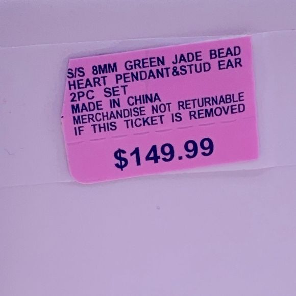 Shine By LeonRich Green Jade Bead Heart Pendant and earrings 2pc Set - Picture 3 of 3